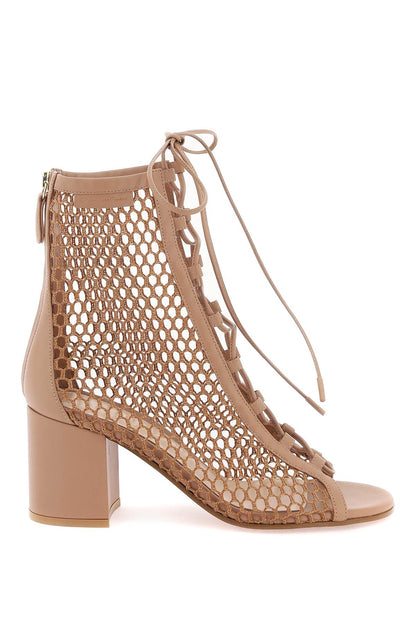 open-toe mesh ankle boots with