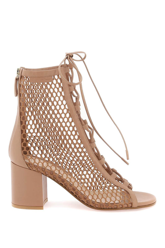 open-toe mesh ankle boots with