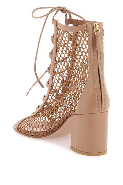 open-toe mesh ankle boots with