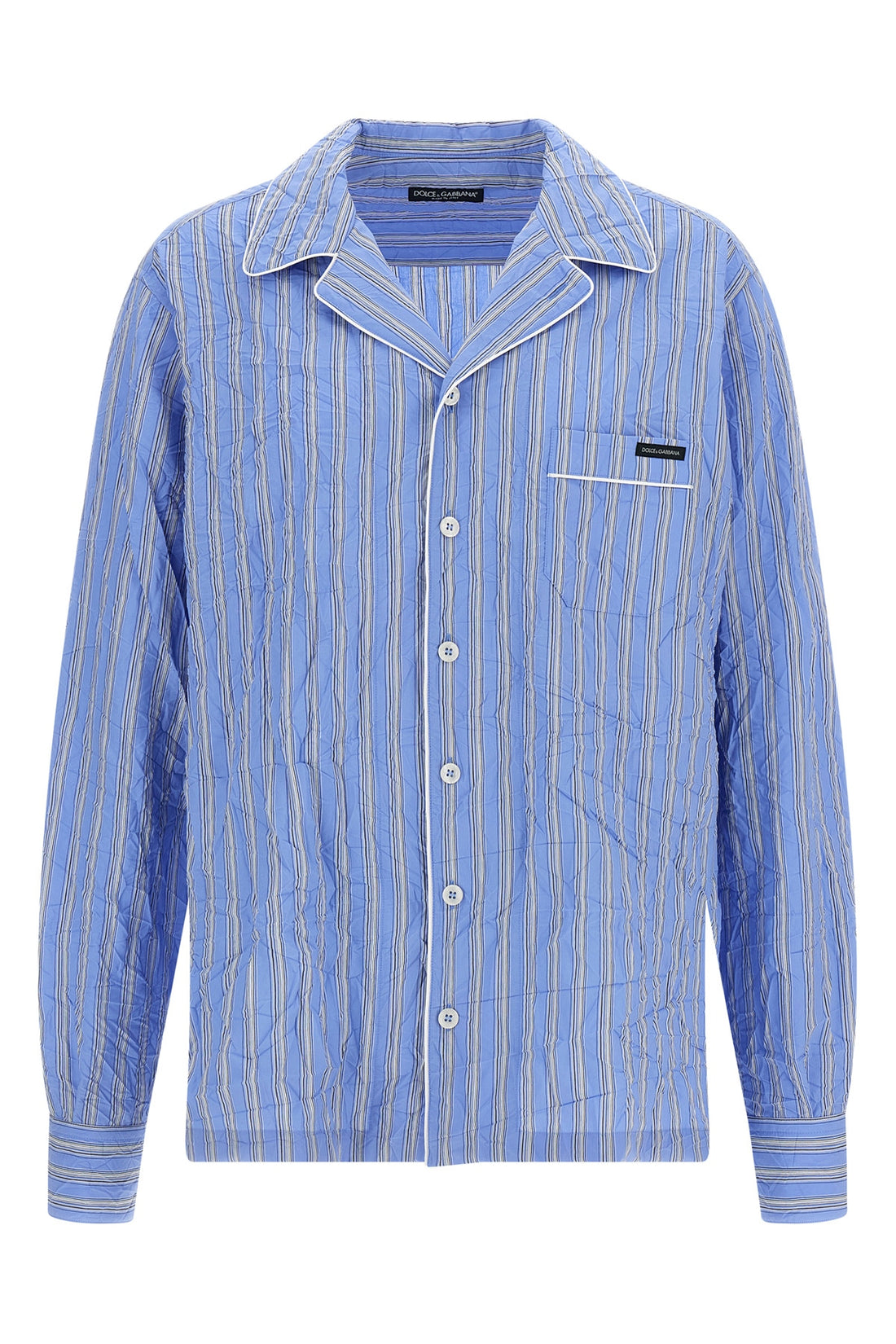 DOLCE &amp; GABBANA 43 cm vanity cotton and silk blend canvas shirt froissé patterned in pajamas