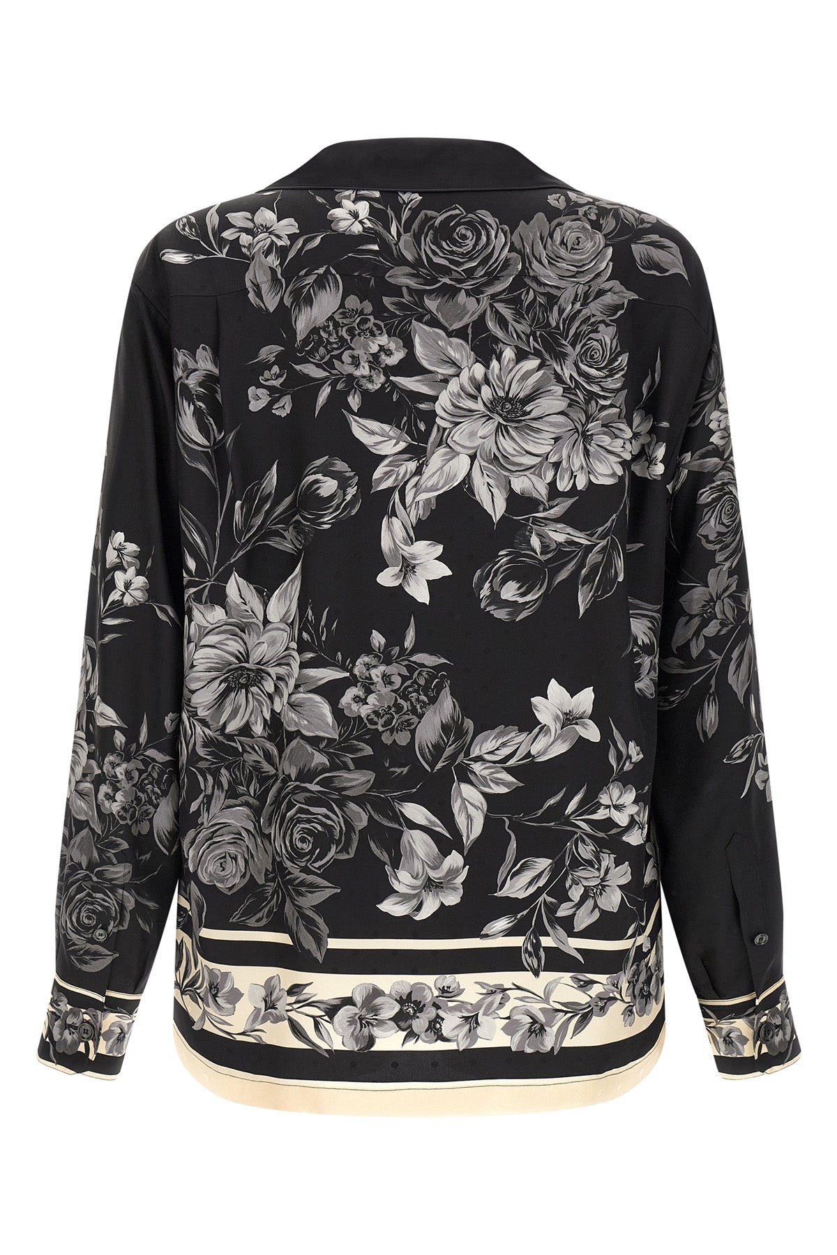 bouquet fiori print jacquard silk twill shirt