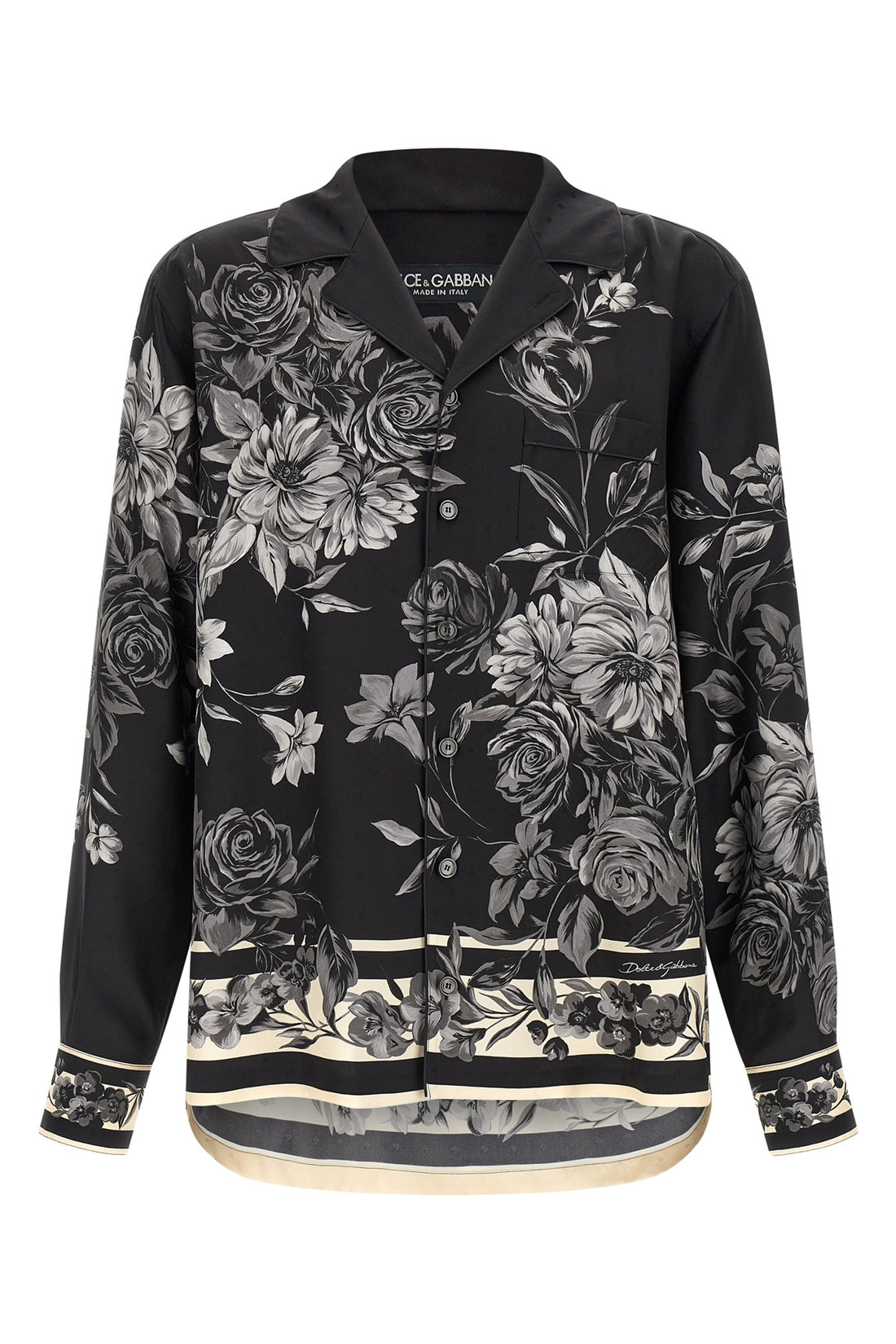 DOLCE &amp; GABBANA 40 cm bouquet fiori print jacquard silk twill shirt