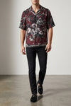 bouquet fiori print jacquard silk twill shirt