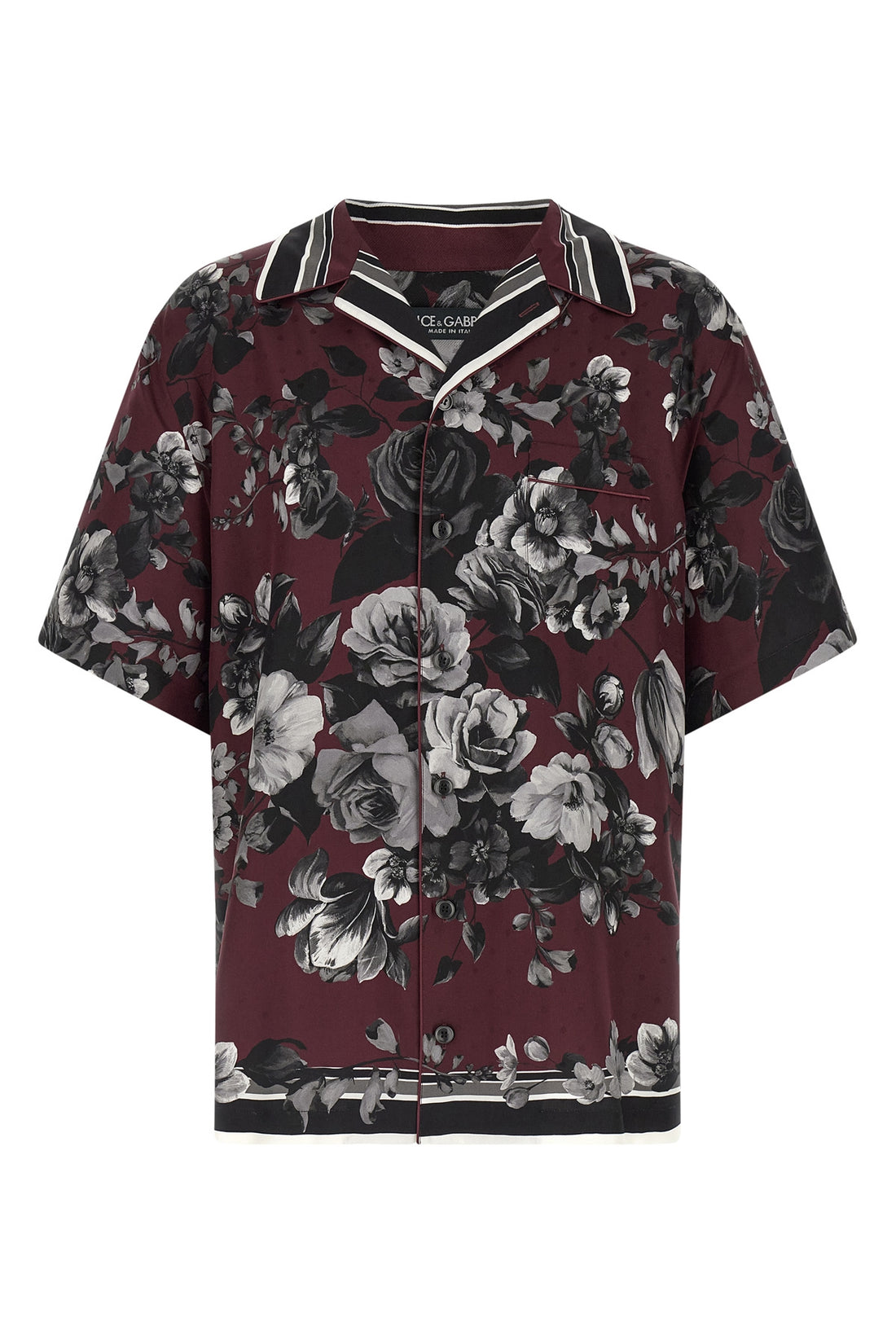 DOLCE &amp; GABBANA 43 cm bouquet fiori print jacquard silk twill shirt