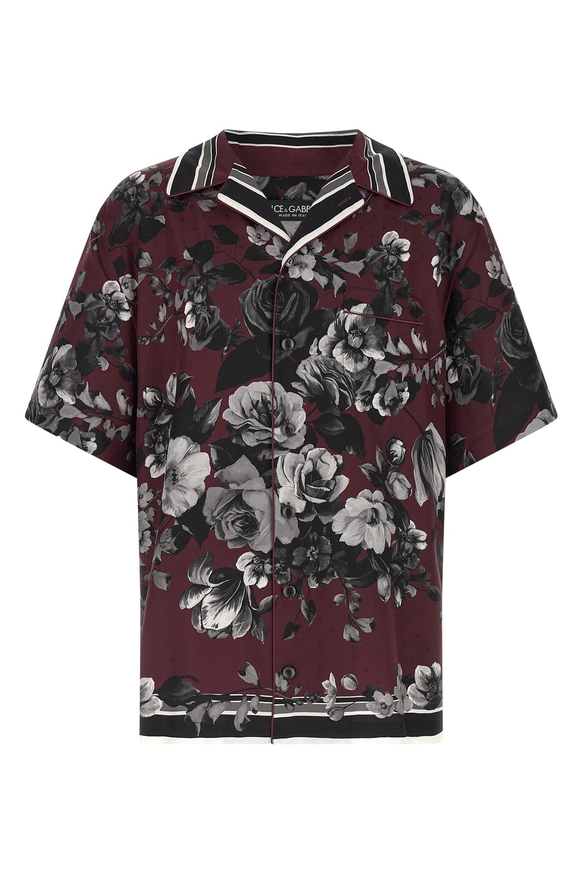 bouquet fiori print jacquard silk twill shirt