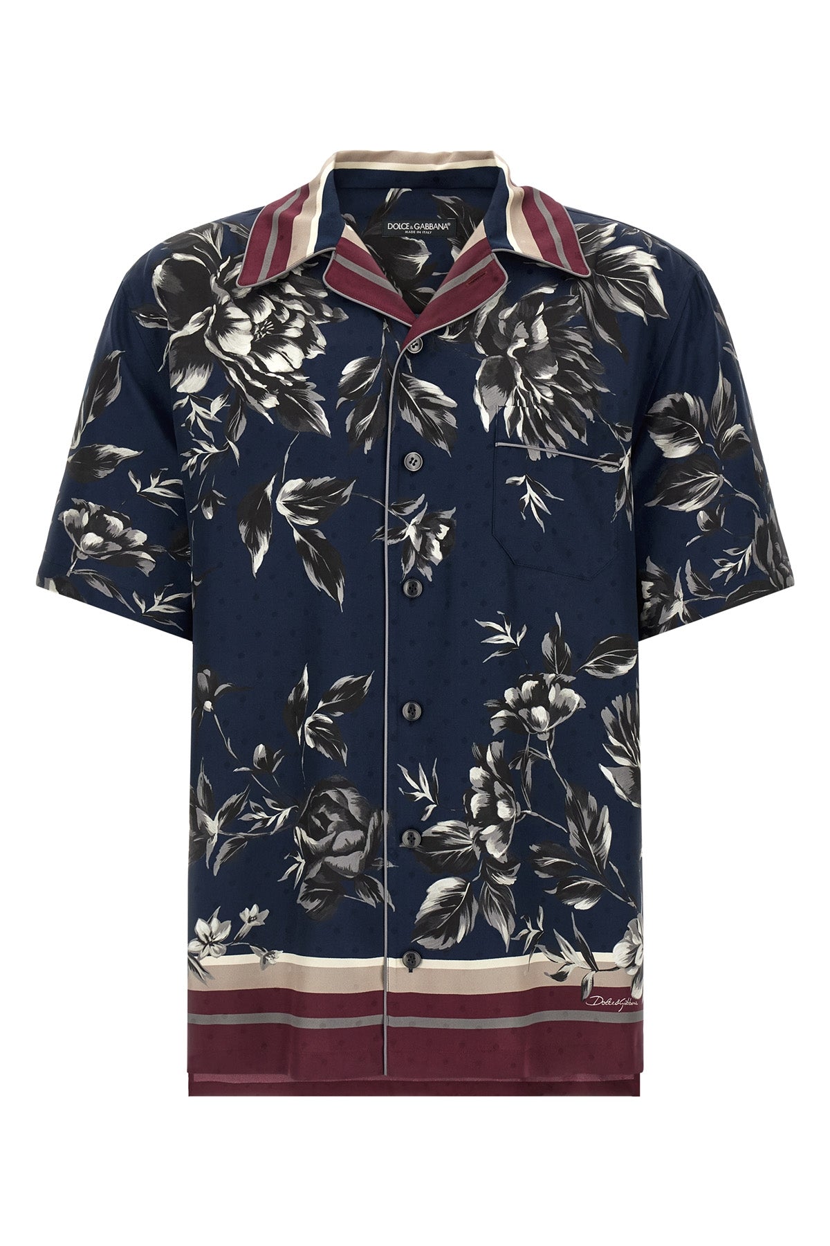 peonie print silk twill shirt