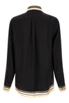 pinstriped patterned silk satin shirt