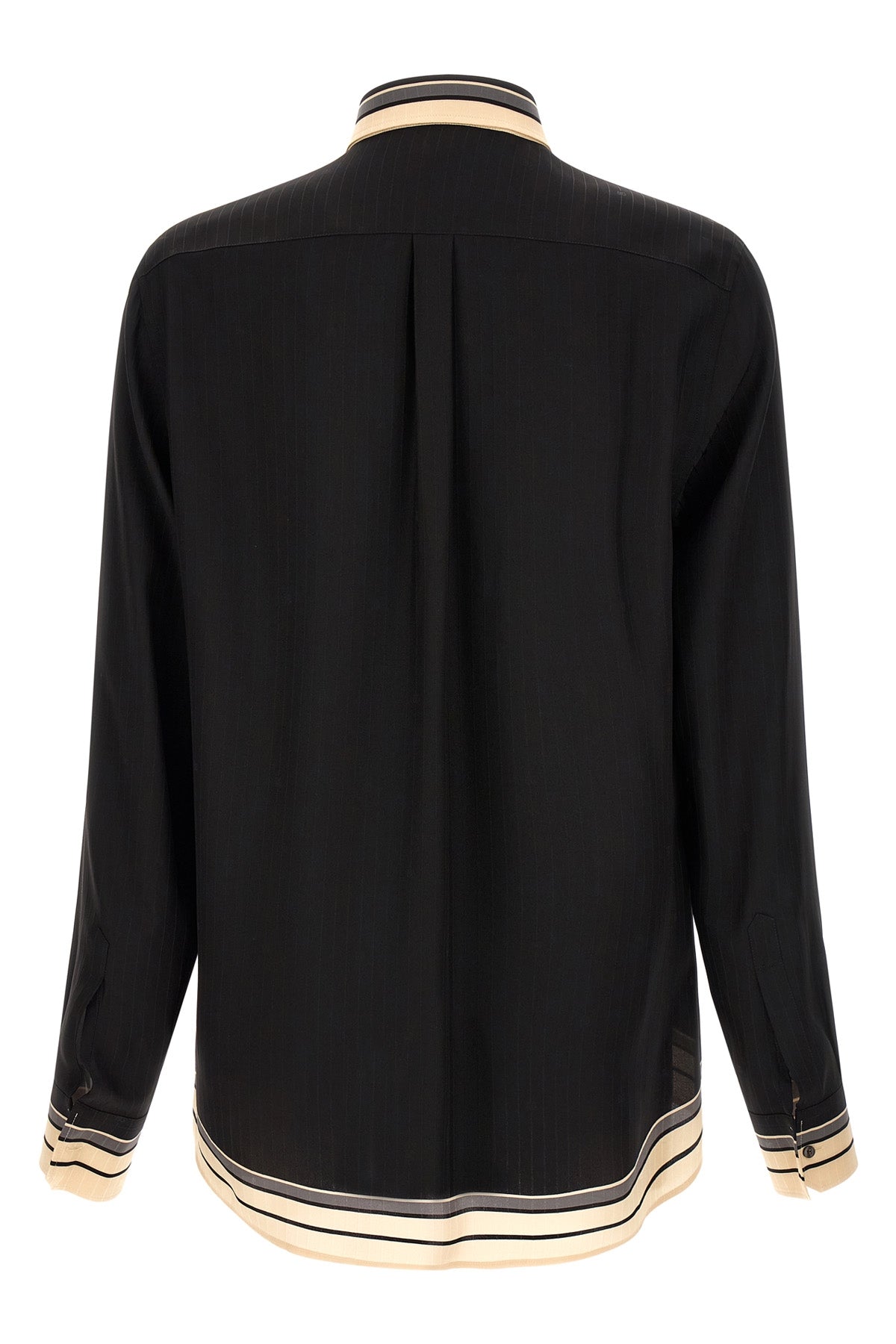 pinstriped patterned silk satin shirt