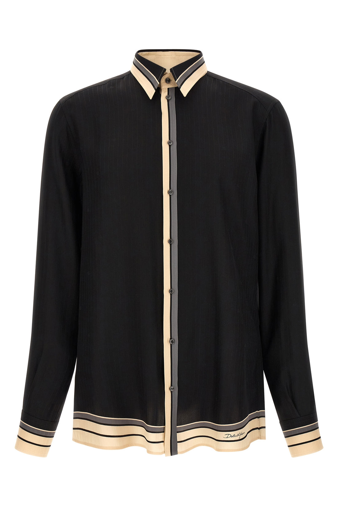 DOLCE &amp; GABBANA 42 cm pinstriped patterned silk satin shirt