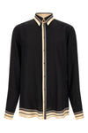 pinstriped patterned silk satin shirt