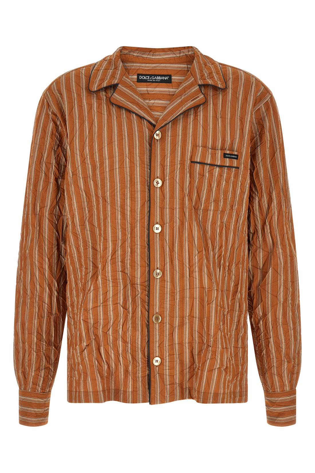 DOLCE &amp; GABBANA 41 cm vanity cotton and silk blend canvas shirt froissé patterned in pajamas