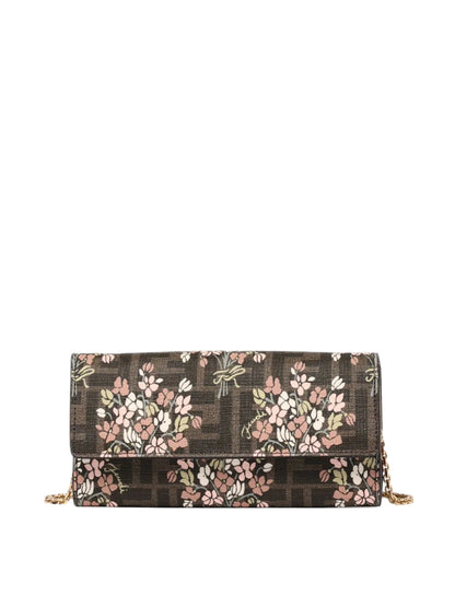 FENDI FF Floral Continental Chain Wallet