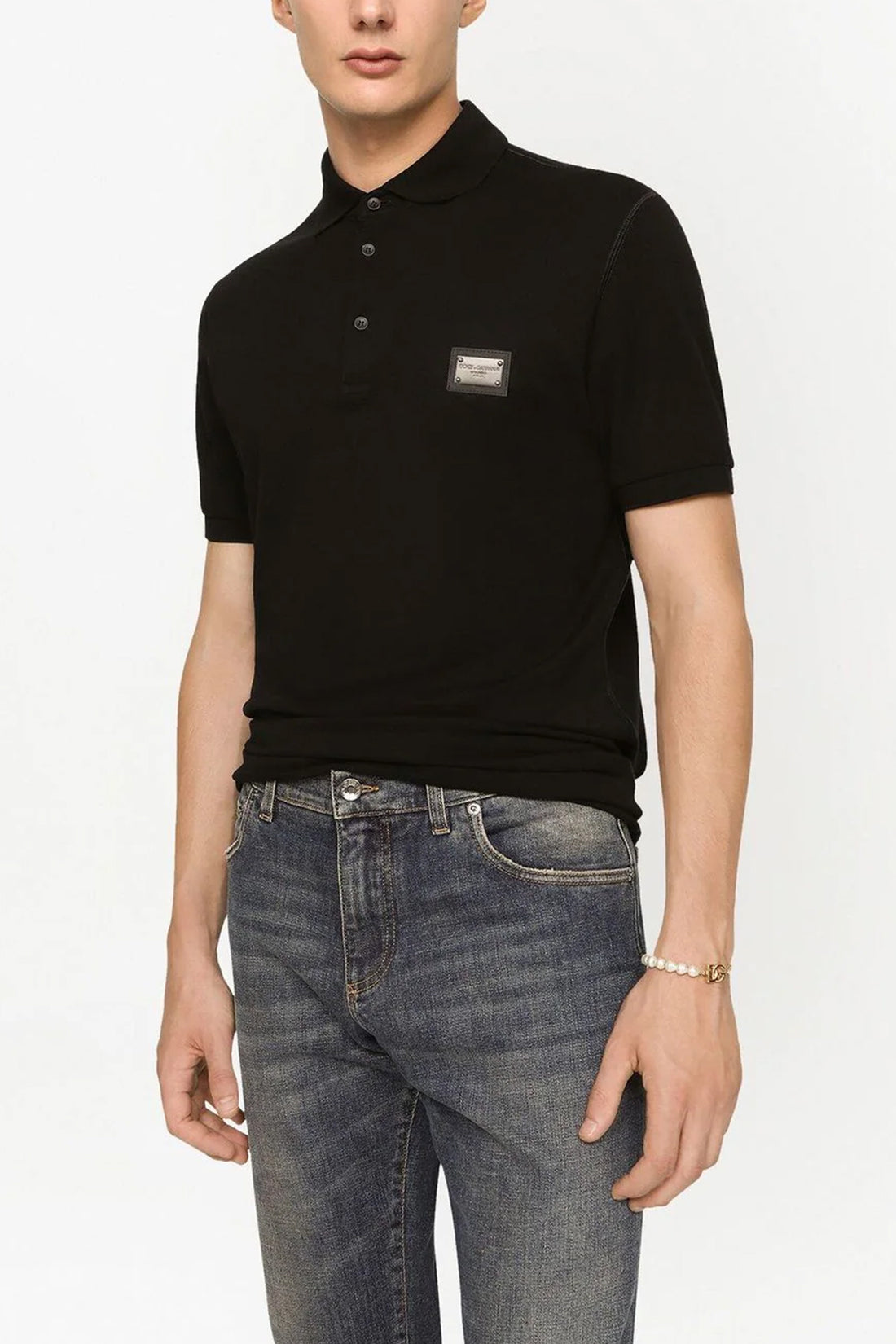 DOLCE &amp; GABBANA 46 dg essential piqué cotton polo shirt