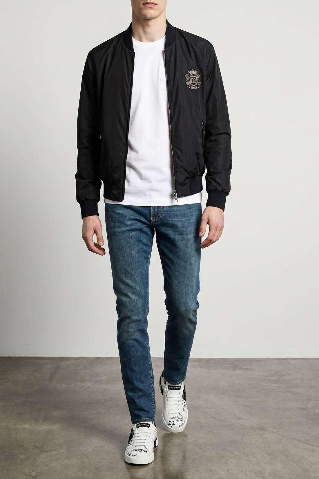 DOLCE &amp; GABBANA 54 lightly padded bomber jacket in technical fabric