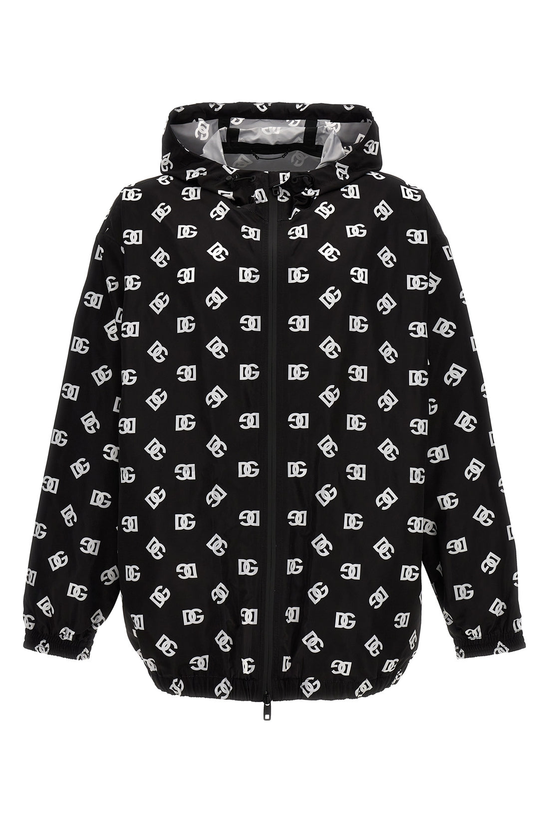 DOLCE &amp; GABBANA XL all-over logo print nylon hooded jacket