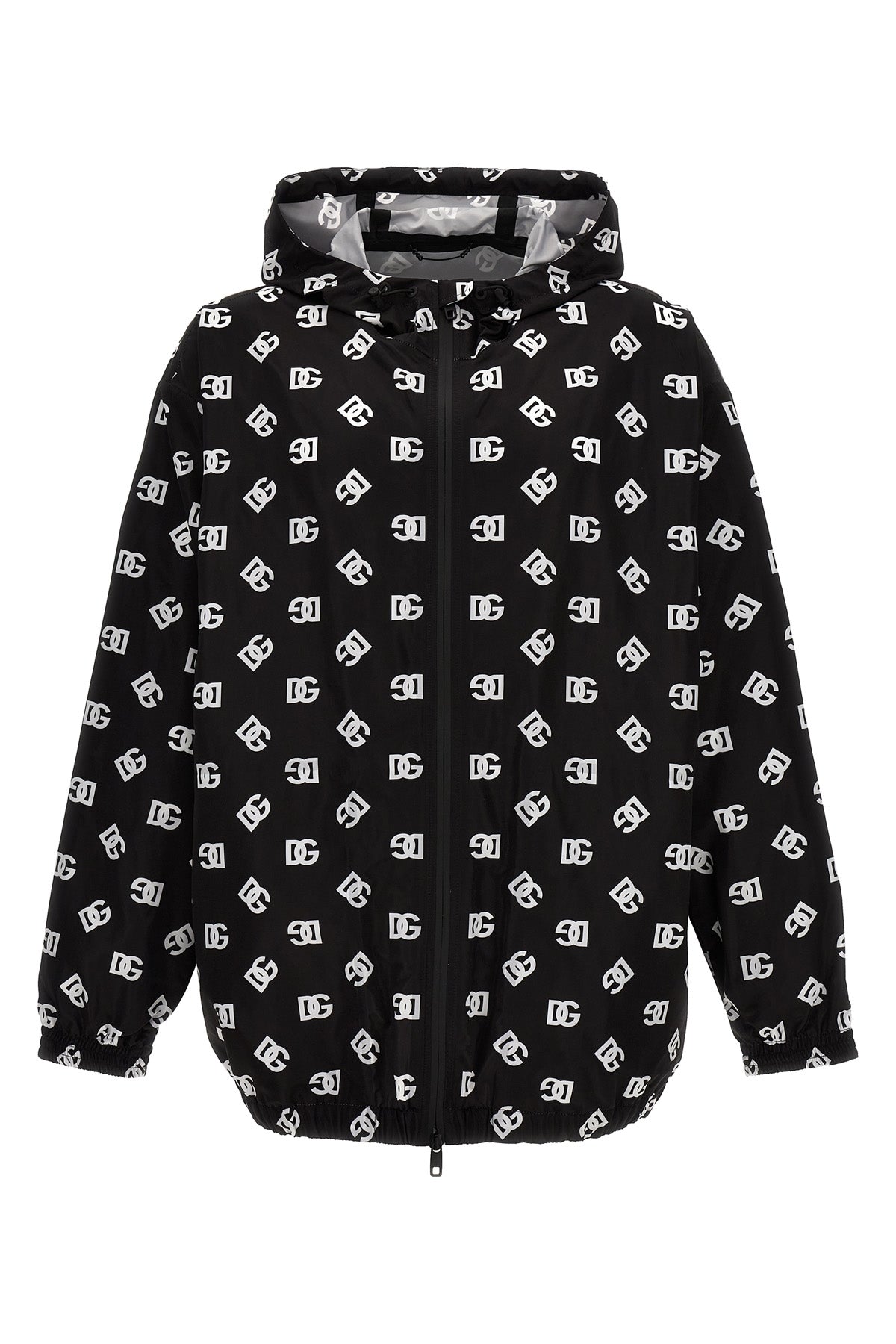 all-over logo print nylon hooded jacket