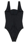 quick-drying satin jersey one-piece swimsuit caviar