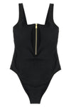 quick-drying satin jersey one-piece swimsuit caviar