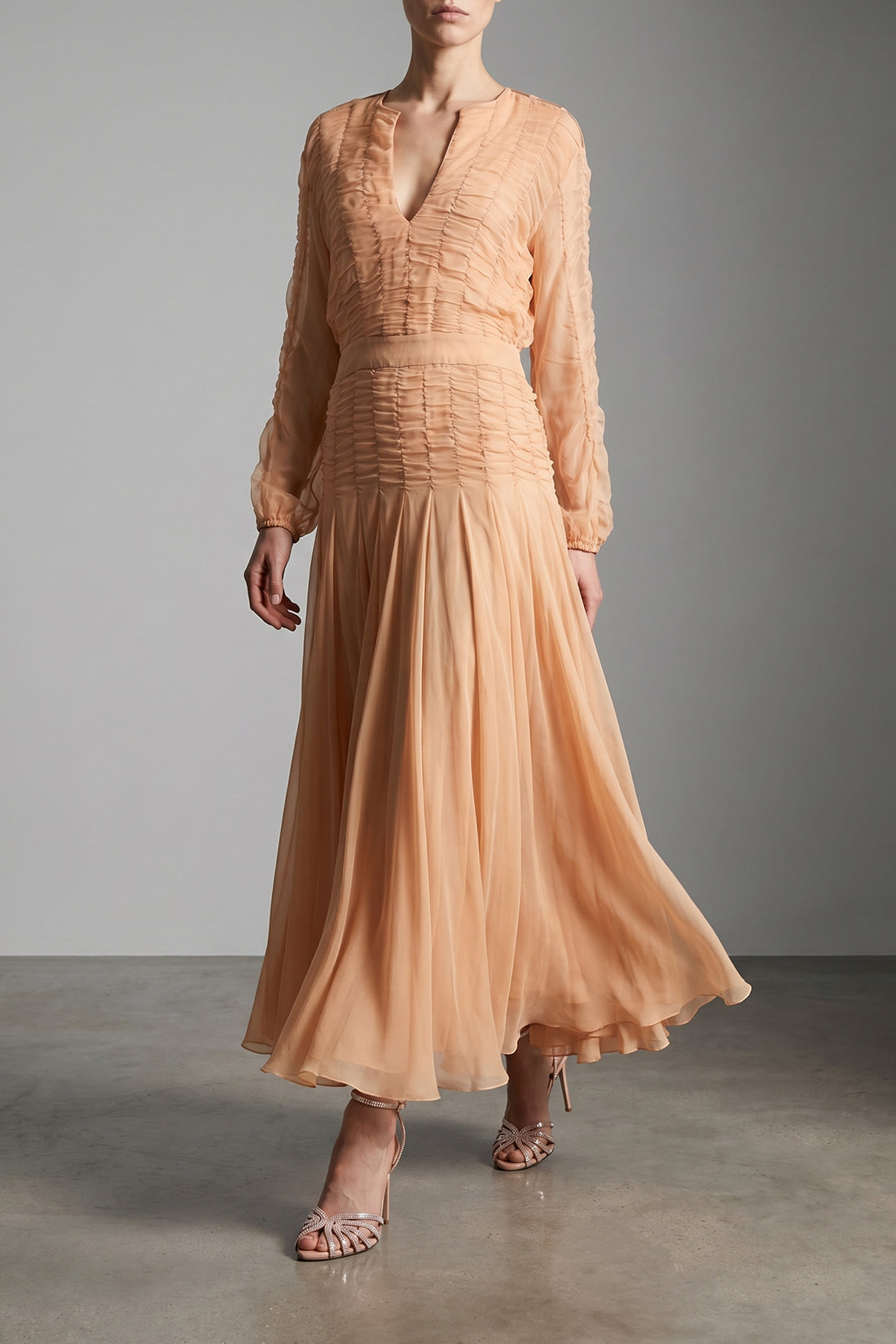 GIOVANNI BEDIN 42 long silk chiffon dress