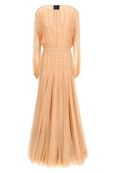 long silk chiffon dress