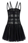 chantilly semi-transparent lace mini dress