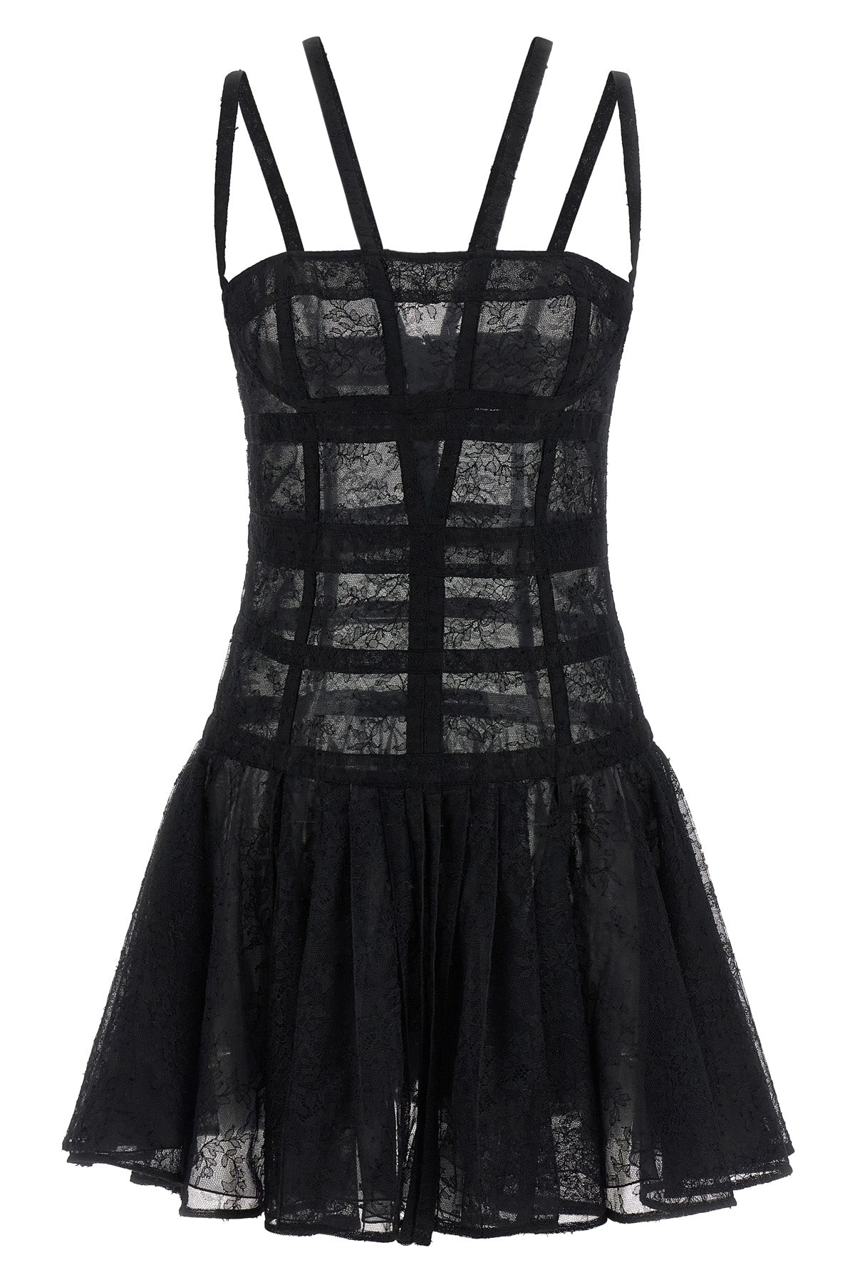 chantilly semi-transparent lace mini dress