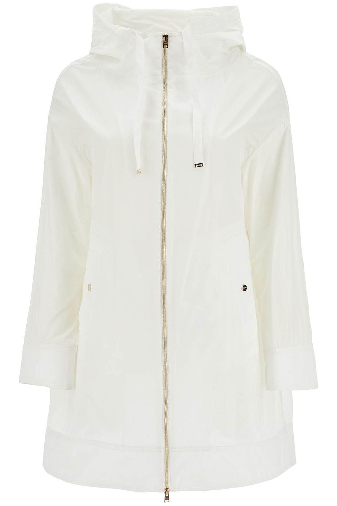 white waterproof 3/4 sleeve parka techn taffeta