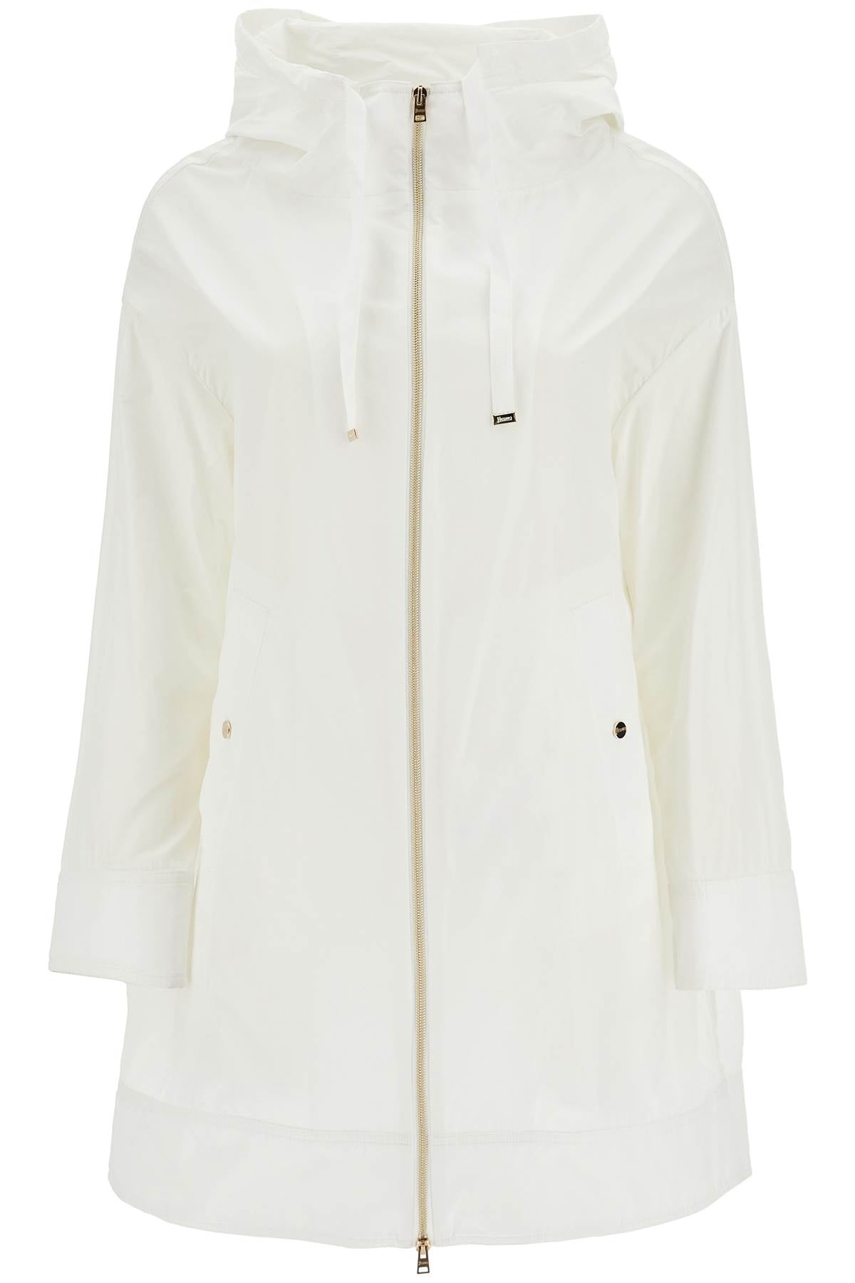 white waterproof 3/4 sleeve parka techn taffeta