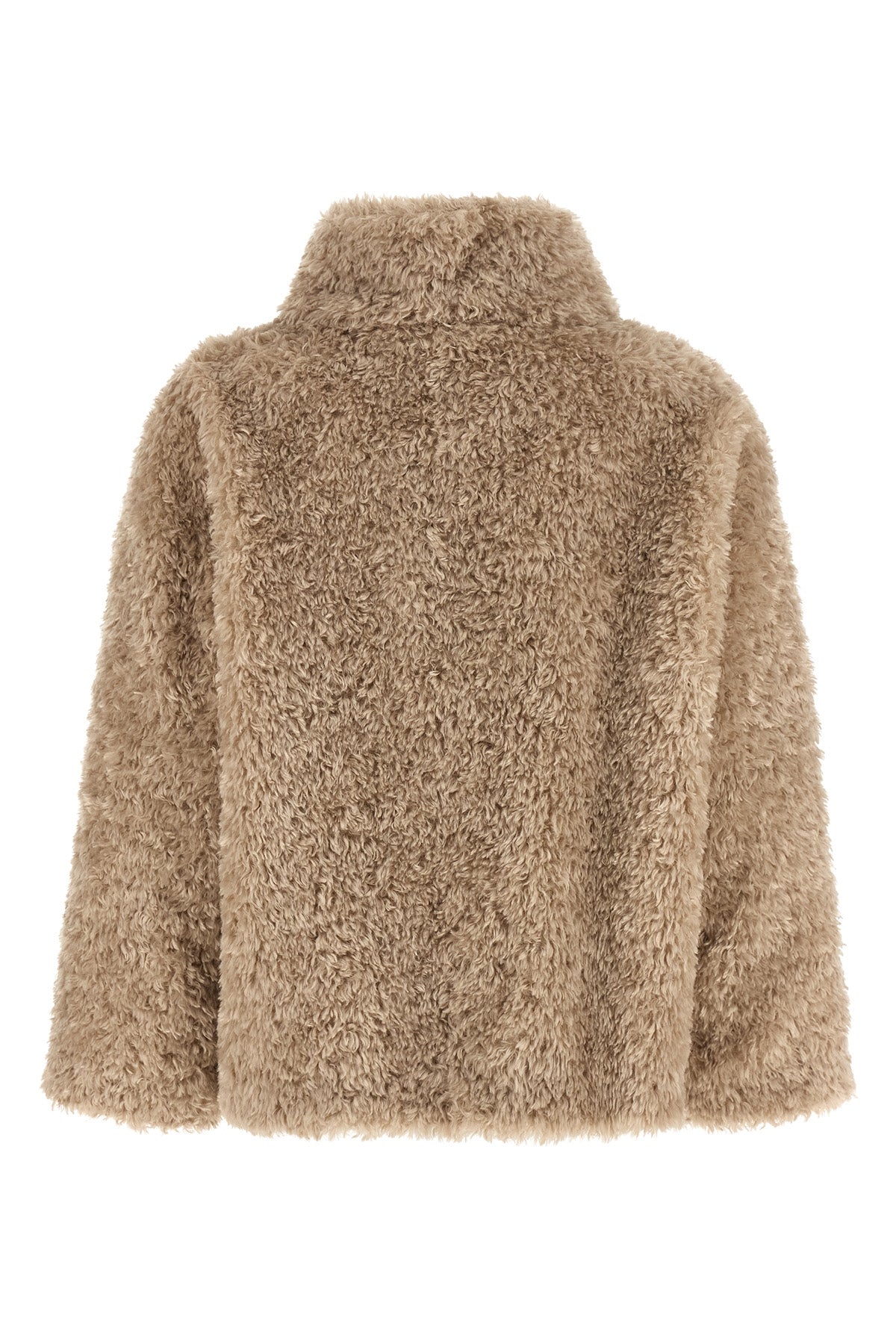 the herno short coat defines a boxy silhouette through a rigorous sartorial cons