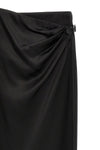 wrap long wrap skirt in double fluid silk satin