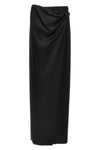 wrap long wrap skirt in double fluid silk satin