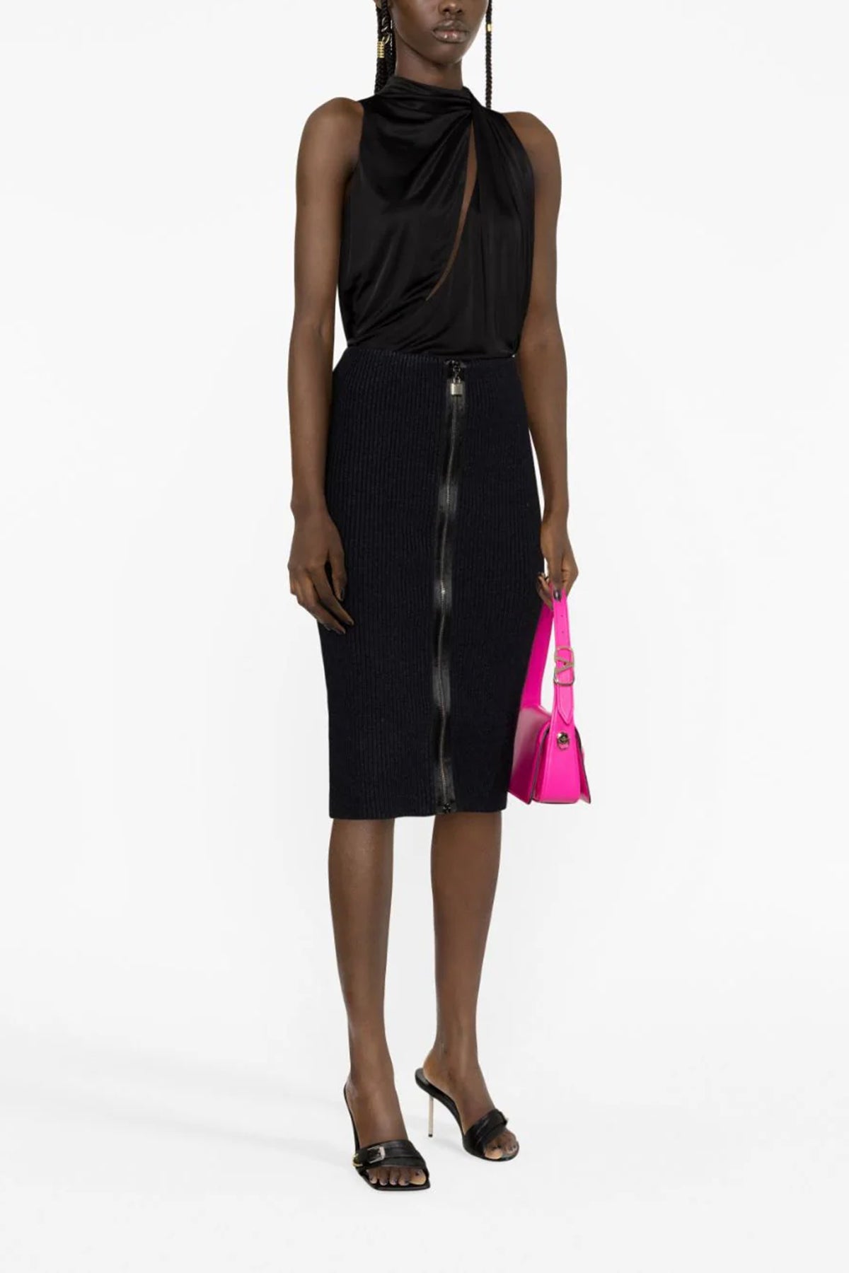 5gg ribbed knitted skirt in compact wool