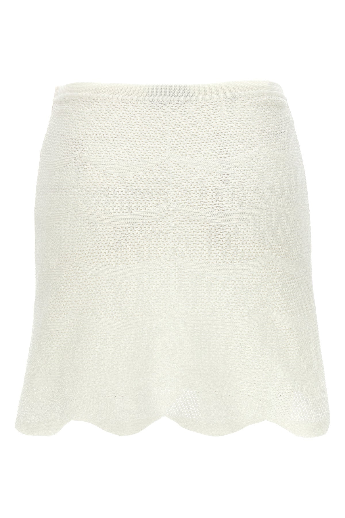 openwork mini skirt in cotton and silk blend crocheted