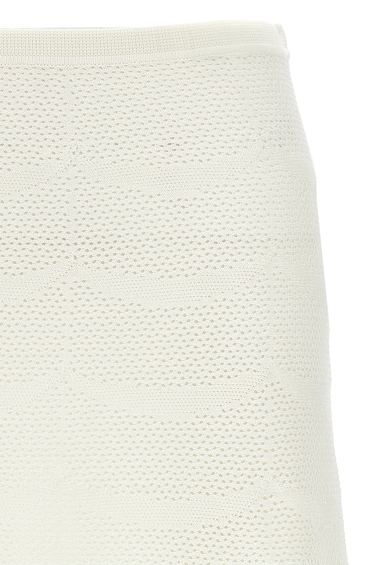 openwork mini skirt in cotton and silk blend crocheted