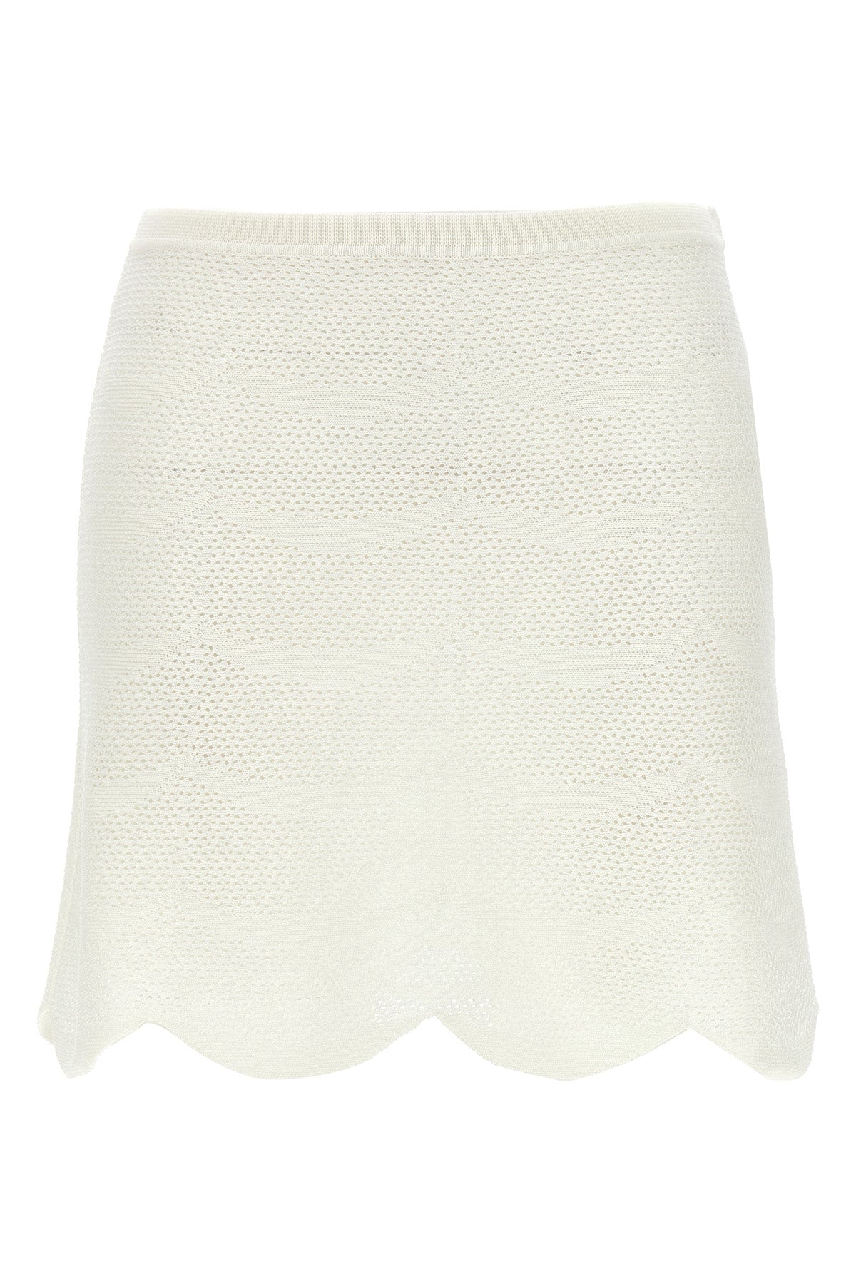 openwork mini skirt in cotton and silk blend crocheted