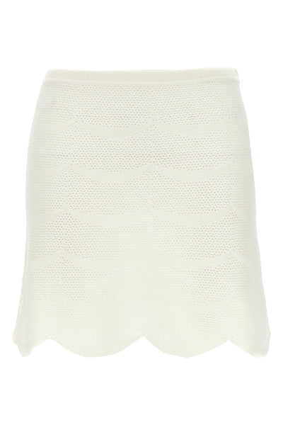 openwork mini skirt in cotton and silk blend crocheted