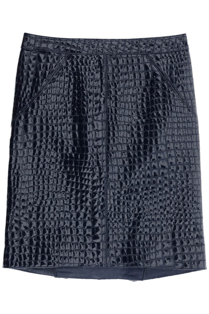 crocodile effect leather skirt