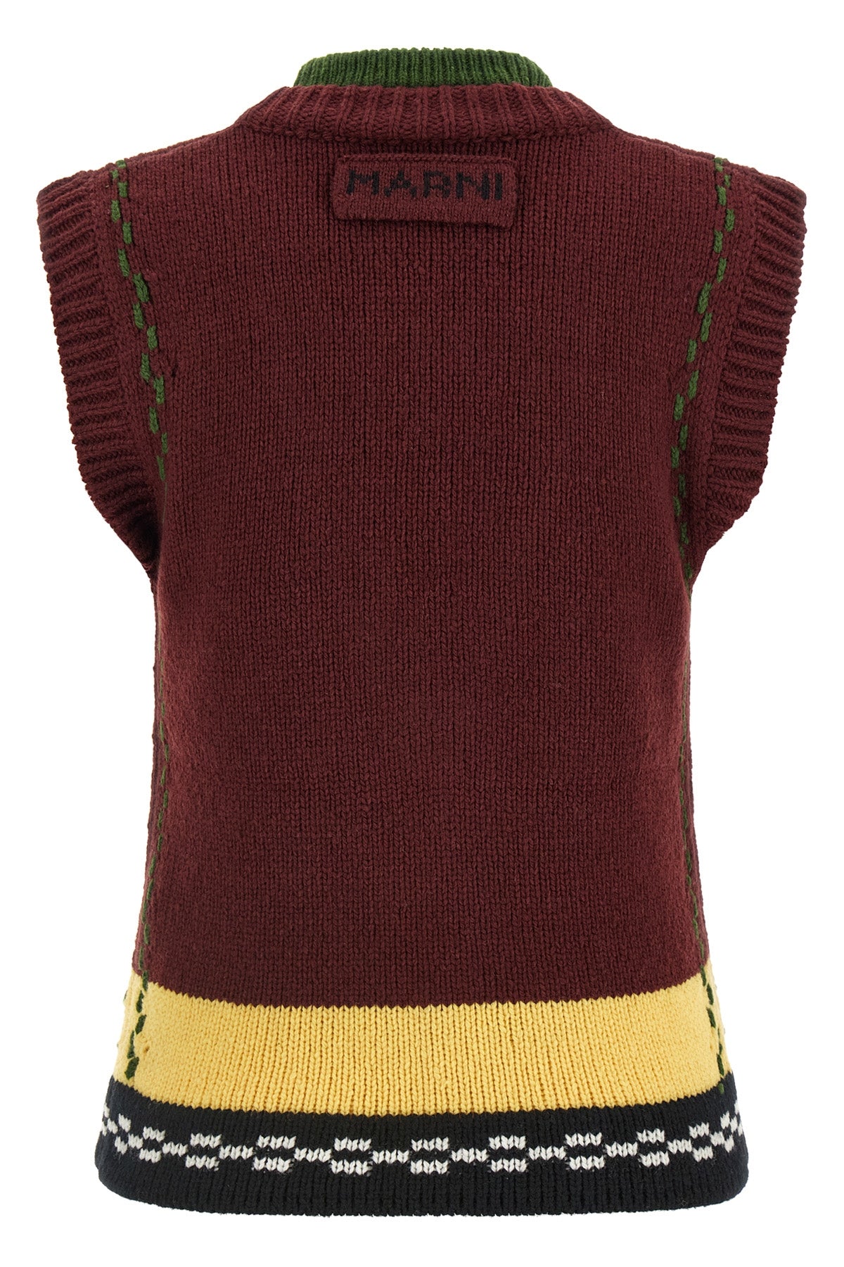 the marni vest in pure wool is distinguished by a complex trompe loeil construc