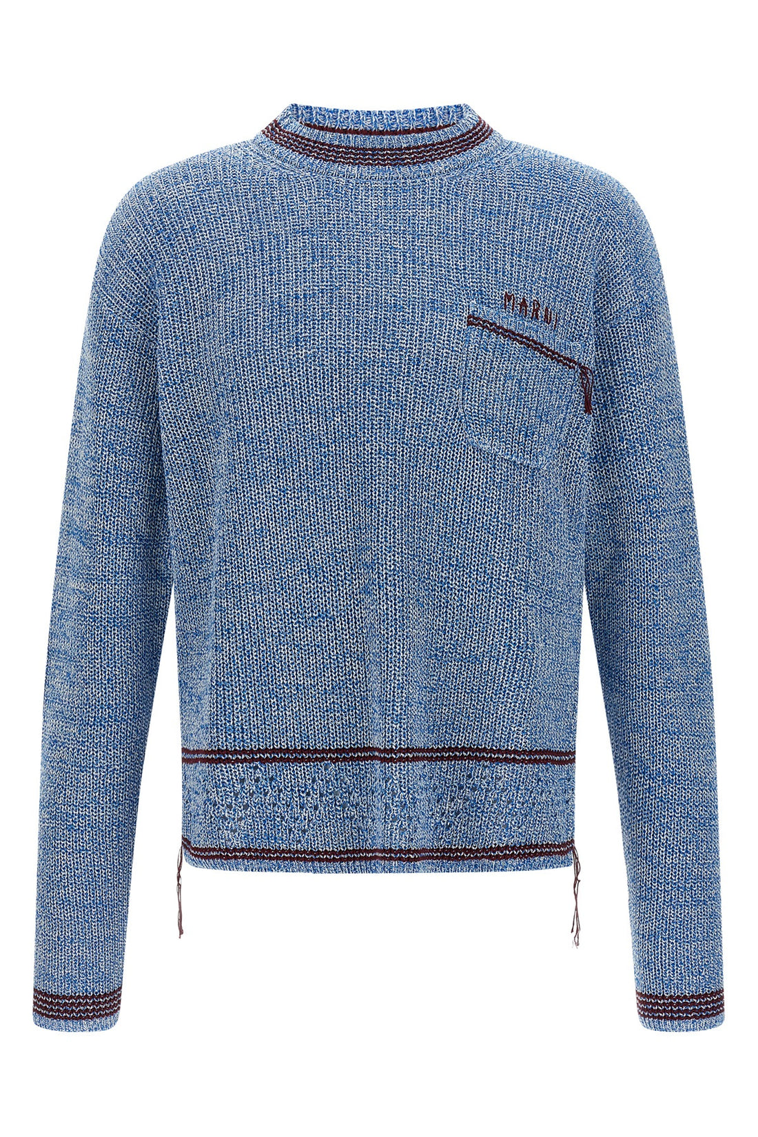 MARNI 50 two-tone ribbed cotton mouliné yarn sweater