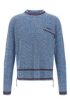 two-tone ribbed cotton mouliné yarn sweater