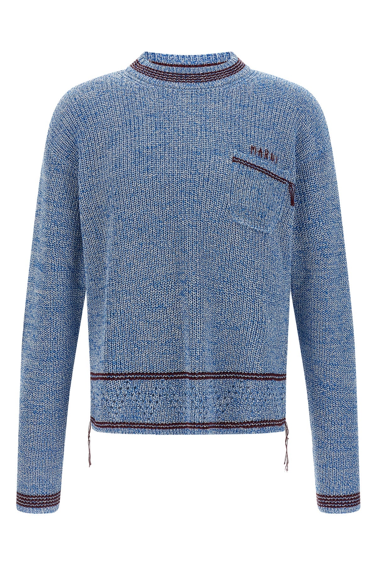 two-tone ribbed cotton mouliné yarn sweater