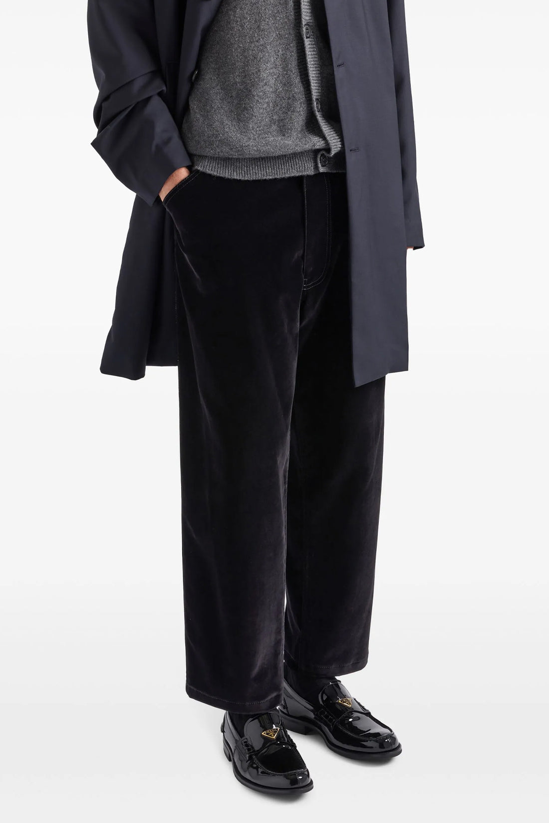 PRADA M plain velvet pants