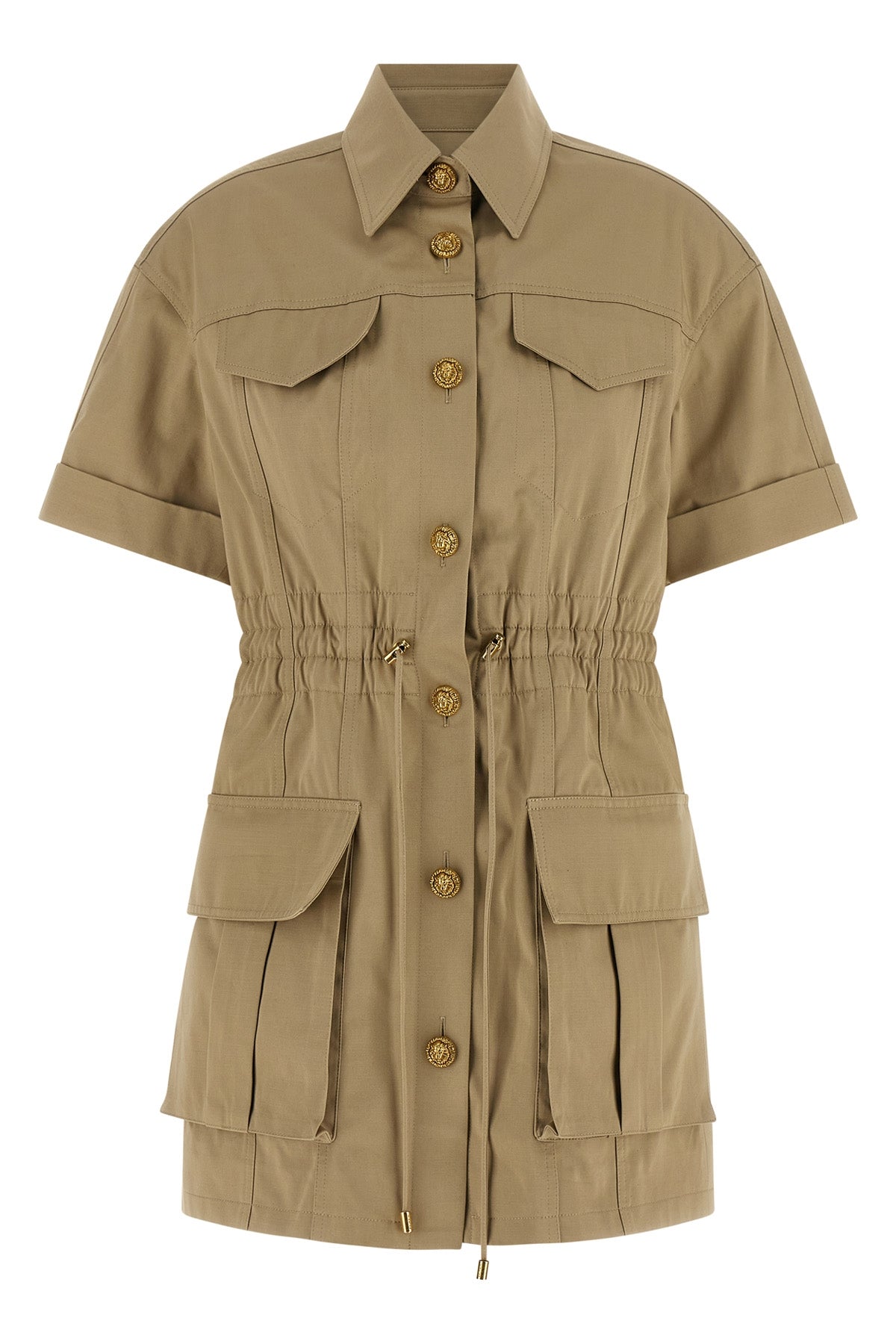 saharan-inspired cotton gabardine mini dress