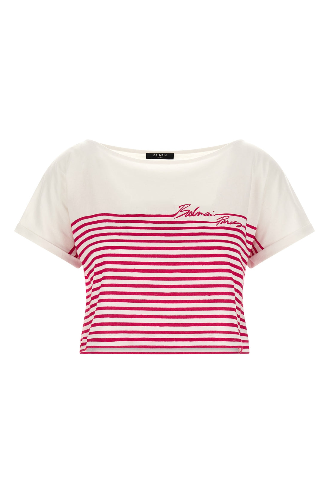 BALMAIN M marinière cropped cotton jersey t-shirt