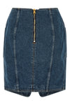 belted sheath denim skirt