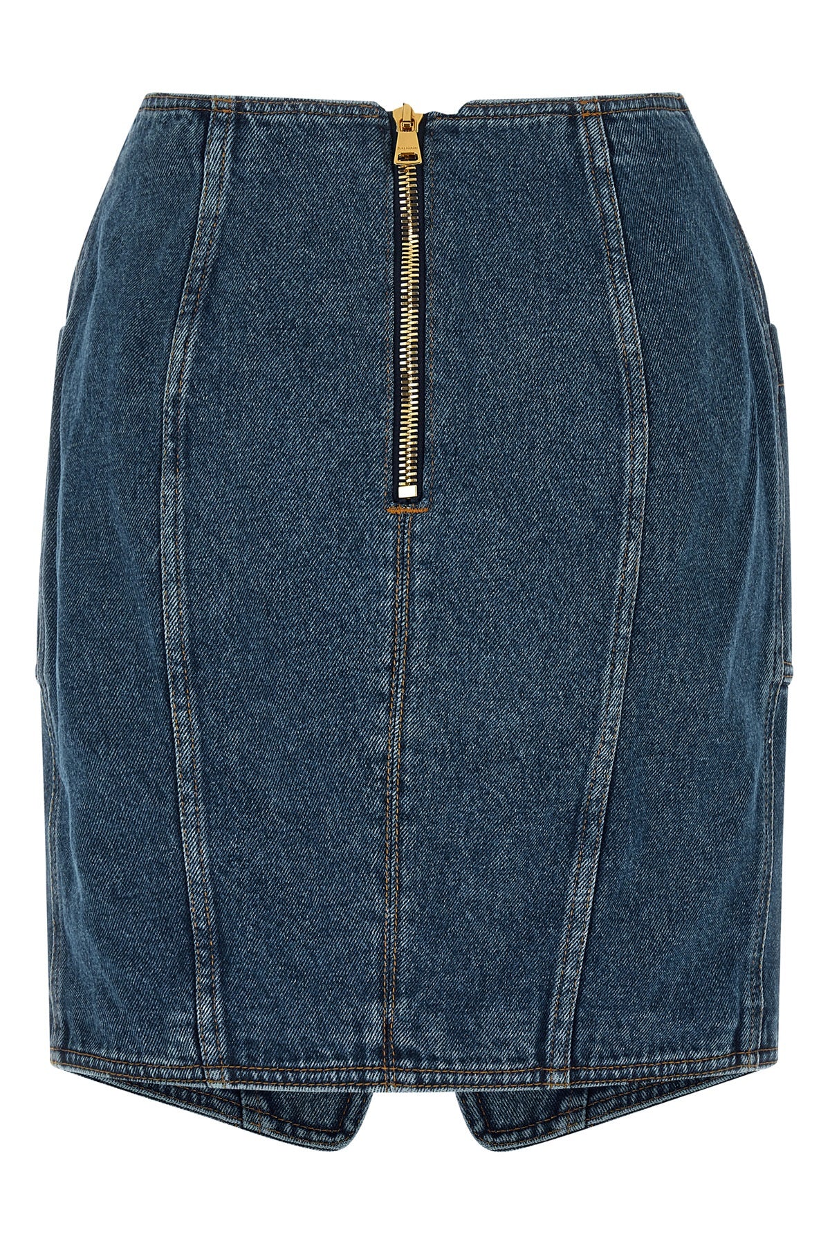 belted sheath denim skirt
