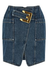 belted sheath denim skirt