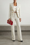 striped viscose and linen blend trousers