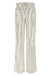 striped viscose and linen blend trousers