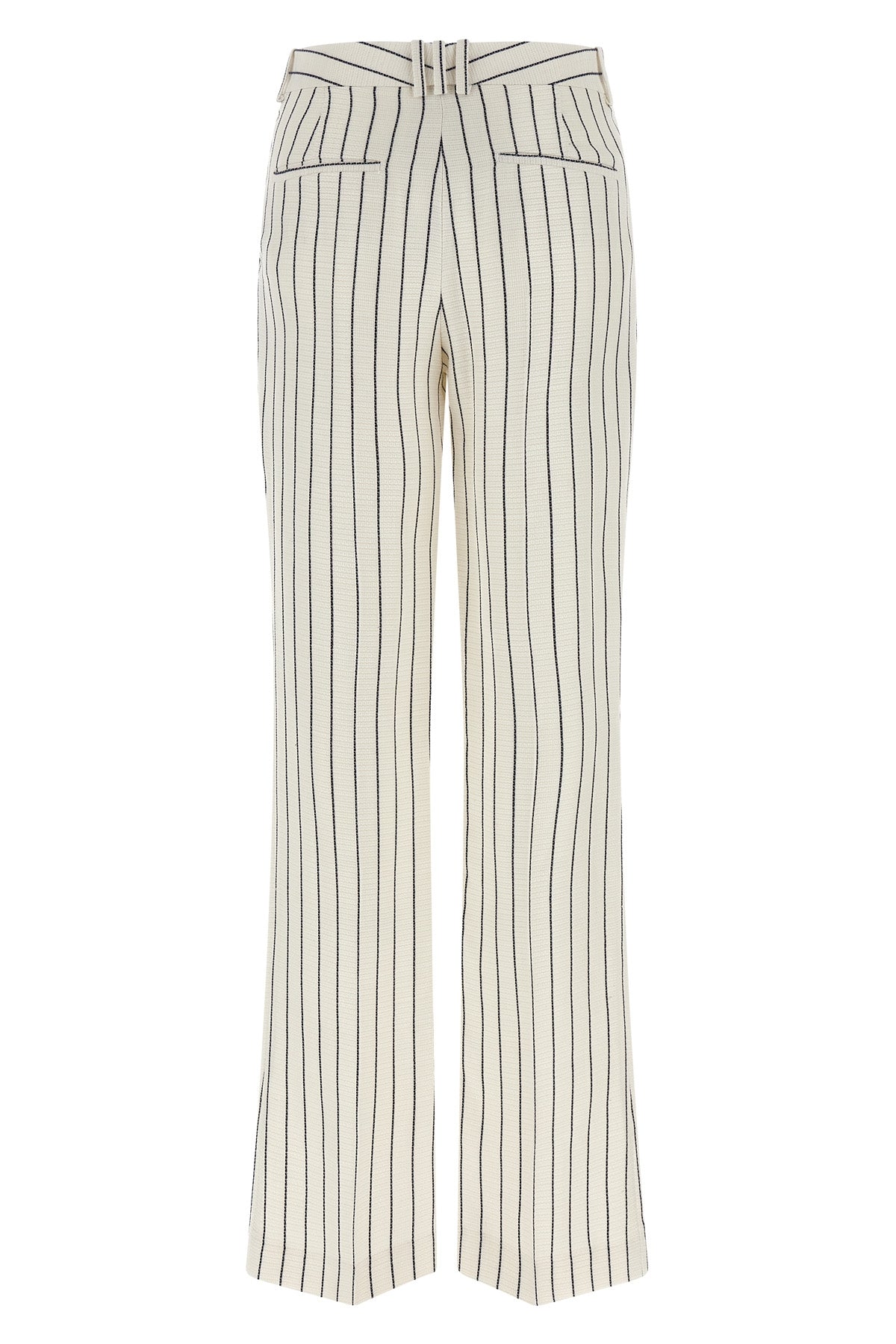 striped viscose and linen blend trousers